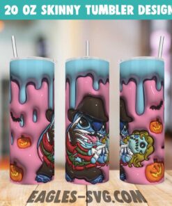 3D Puffy Freddy Krueger Stitch Tumbler Wrap Png, 3D Inflated Stitch Horror