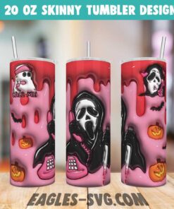 3D Puffy Ghostface Scream Call Me Tumbler Wrap Png, Inflated Halloween Tumbler PNG