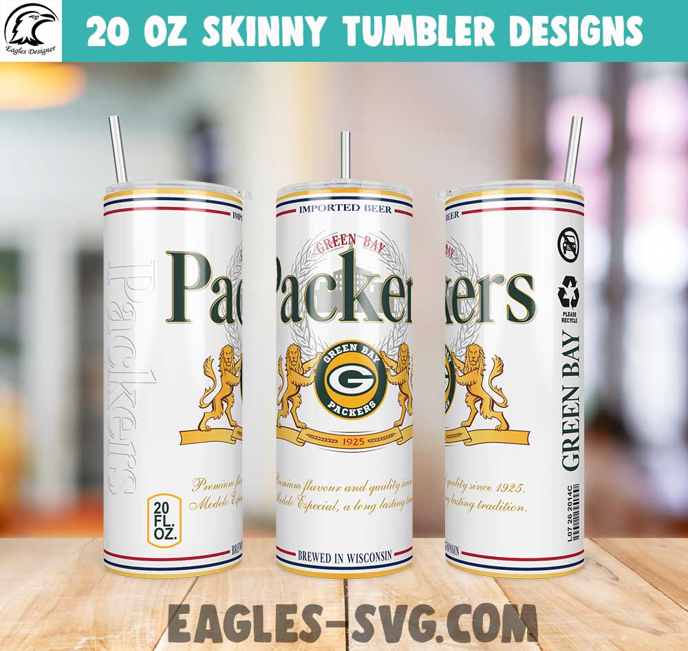 Green Bay Packers Modelo Beer Tumbler Wrap PNG
