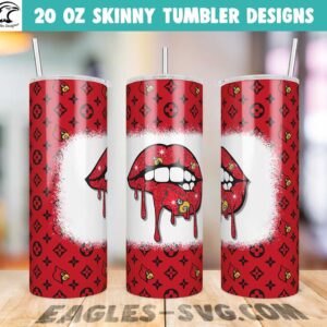Louisville Cardinals LV Lips Glitter Tumbler Wrap PNG