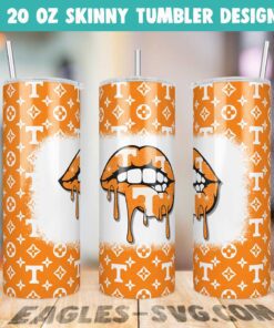 Tennessee Volunteers LV Lips Glitter Tumbler Wrap PNG