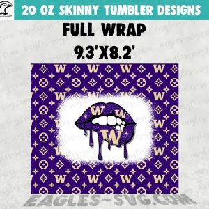 Washington Huskies LV Lips Glitter Tumbler Wrap PNG, Washington Huskies Tumbler Wrap Designs for 20oz - Image 2