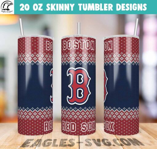 Boston Red Sox Ugly Sweater Tumbler Wrap PNG