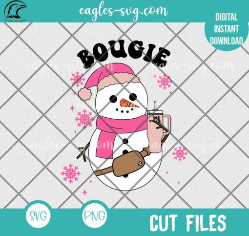 Bougie Snowman SVG PNG Cut Files, Christmas Stanley Tumbler Inspired Belt Bag