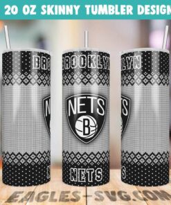 Brooklyn Nets Ugly Sweater Tumbler Wrap PNG