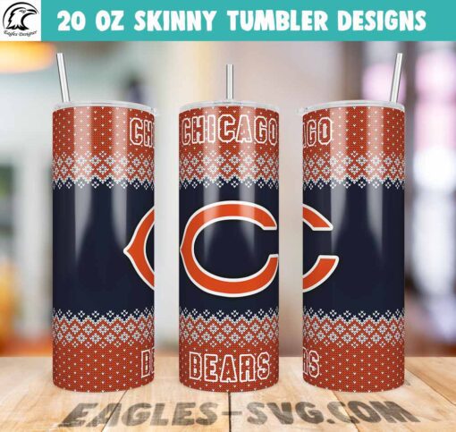 Chicago Bears Ugly Sweater Tumbler Wrap PNG