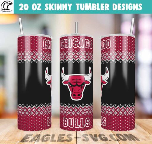 Chicago Bulls Ugly Sweater Tumbler Wrap PNG