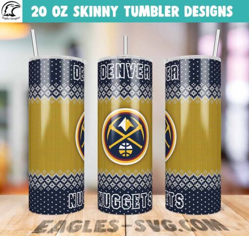 Denver Nuggets Ugly Sweater Tumbler Wrap PNG