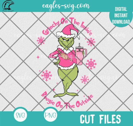 Grinchy On The Inside Bougie On The Outside SVG PNG Cut Files, Christmas Stanley Tumbler Inspired Belt Bag