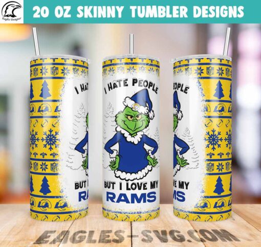 I Hate People But I Love My Rams Grinch Tumbler Wrap PNG