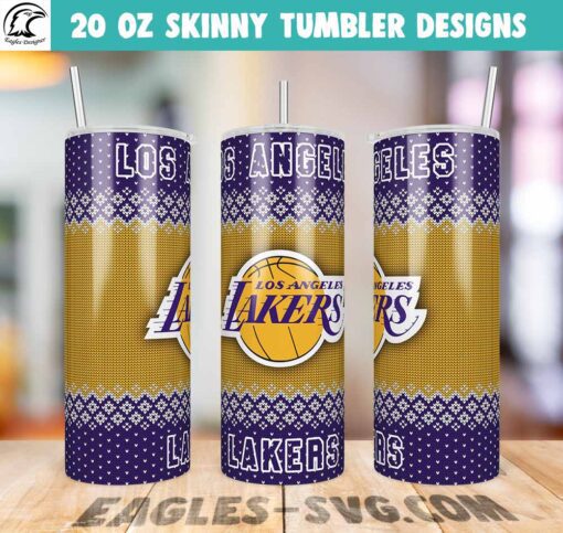 Los Angeles Lakers Ugly Sweater Tumbler Wrap PNG