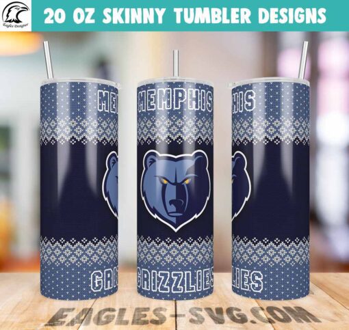 Memphis Grizzlies Ugly Sweater Tumbler Wrap PNG