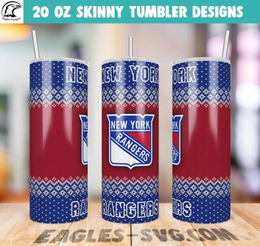 New York Rangers Ugly Sweater Tumbler Wrap PNG