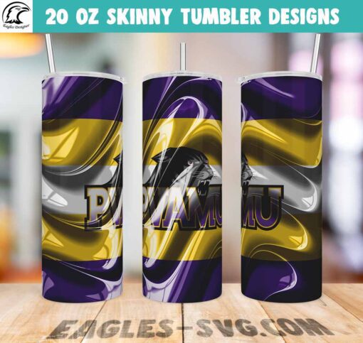 Prairie View A&M Panthers Wave Tumbler Wrap PNG Design
