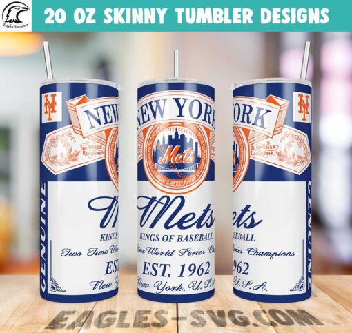 New York Mets Kings Of Baseball PNG Tumbler Design