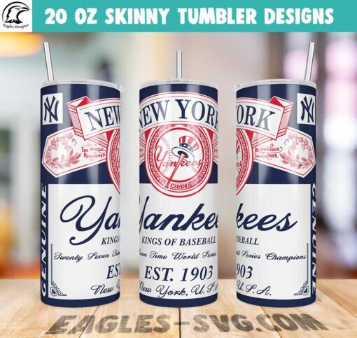 New York Yankees Kings Of Baseball PNG Tumbler Design