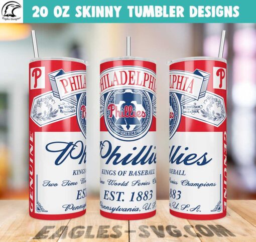 Philadelphia Phillies Kings Of Baseball PNG Tumbler Design