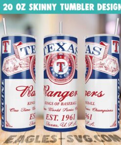 Texas Rangers Kings Of Baseball PNG Tumbler Design