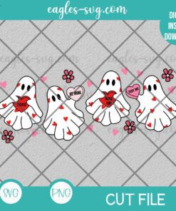 Valentine's Day Ghost SVG PNG, Retro Ghost Valentines Day Cut file Sublimation Design