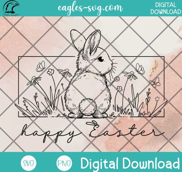 Floral Bunny SVG PNG – Happy Easter Day Designs - Digital Download