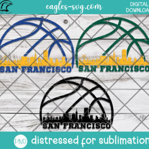 San Francisco Basketball City Skyline SVG PNG - for cutting, sublimation, Cricut & Silhouette - Image 2
