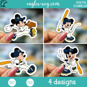 Preview of Mickey Mouse baseball SVG PNG stickers in hand – Milwaukee Brewers design