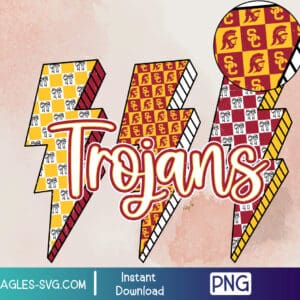 USC Trojans Spartans Lightning Bolt PNG – USC Trojans Checkered Pattern Design for Sublimation