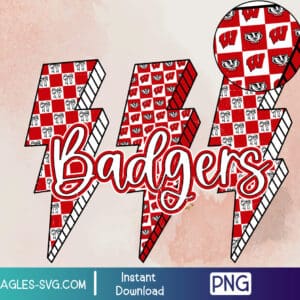Wisconsin Badgers Lightning Bolt PNG – Wisconsin Badgers Checkered Pattern Design for Sublimation
