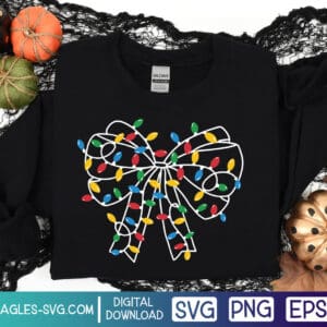 Christmas Lights Coquette Bow SVG PNG EPS - Xmas Coquette Bow Cut file Instant Download - Image 2