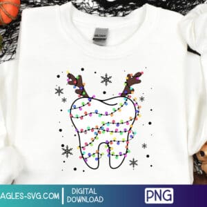 Teeth Christmas PNG, Christmas Dentist PNG, Christmas Lights Xmas Dental Squad Digital Download - Image 2