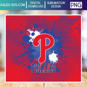 Philadelphia Phillies Paint Splatter PNG – 20oz Tumbler Wrap – MLB Baseball Design - Image 2