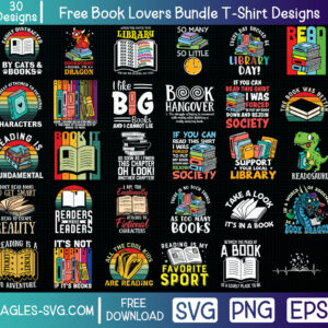 Free Book Lovers Bundle T-Shirt Designs | SVG PNG EPS Vector