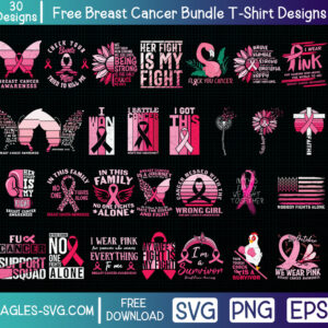 Free Breast Cancer Awareness PNG SVG EPS Bundle T-Shirt Designs Vol.3