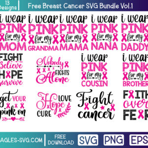 Free Breast Cancer SVG Bundle Vol.1 File for Shirt