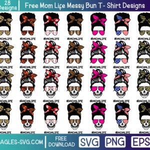 Free #Momlife Messy Bun Bundle Designs | SVG PNG EPS Vector Files