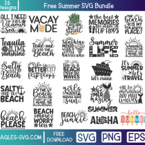 Summer Bundle SVG Free Cut file for Cricut