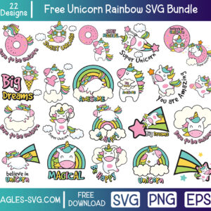 Unicorn Rainbow Bundle SVG Free Cut File